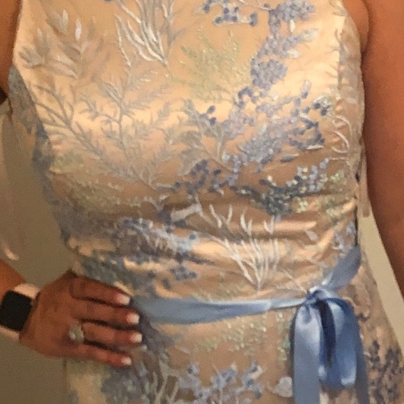 Sz 8 Tahari Powder Blue Embroidered formal dress - Picture 7 of 8